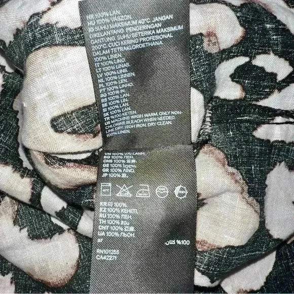 100% linen leopard print button down oversized top nwot size xs fits like M - Picture 8 of 10